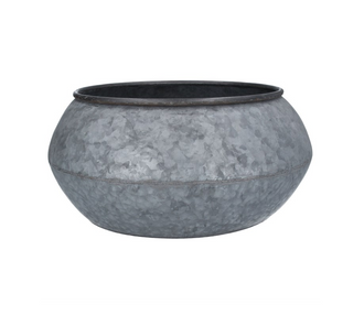 Galvanised Metal Bowl Planter - 