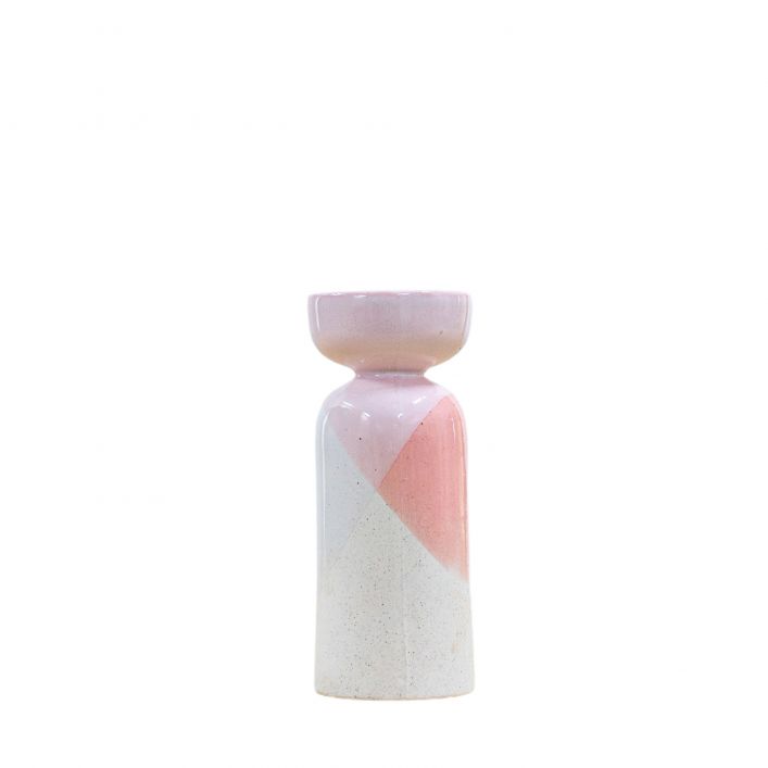 Geometric Pink Candle Holder - Large