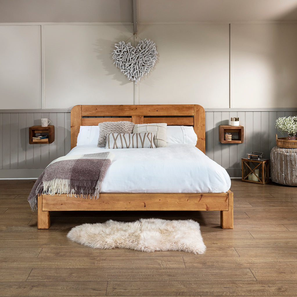 Ied Frame Gosforth Bed Frame | Curved Slat Headboard | Contemporary Wooden Bed