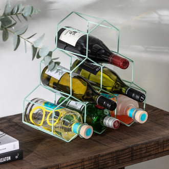 Green Metal Wine Rack - Tableware & Entertaining