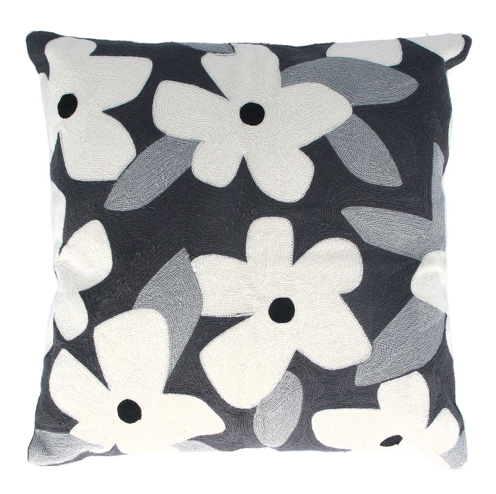 Grey Flowers Cushion - 45cm - 