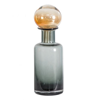 Grey Glass Bottle With Stopper - Small