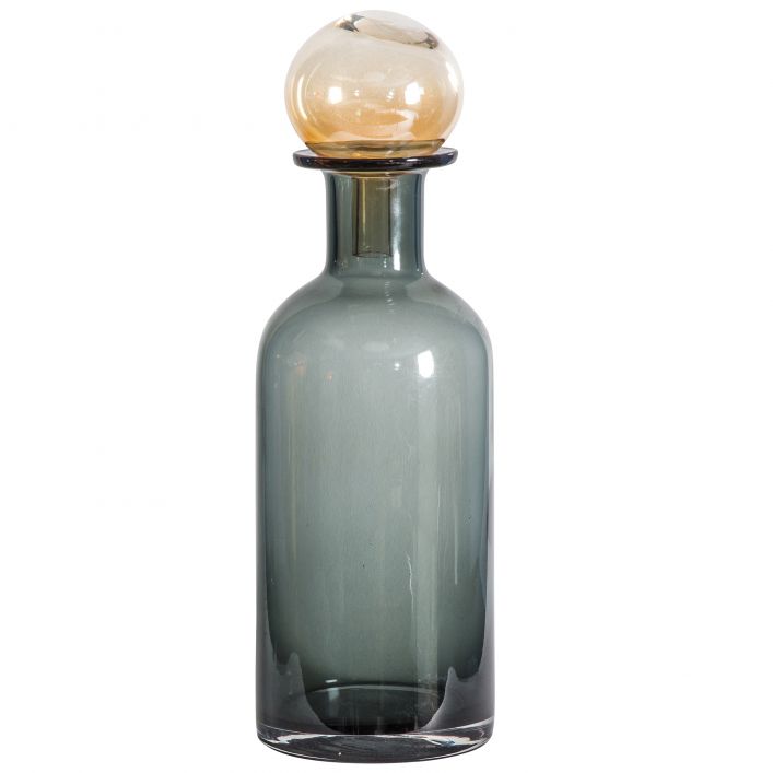 Grey Glass Bottle With Stopper - Large