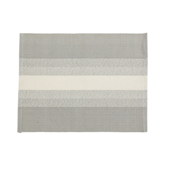 Grey Striped Cotton Placemats - Set Of 4 - 