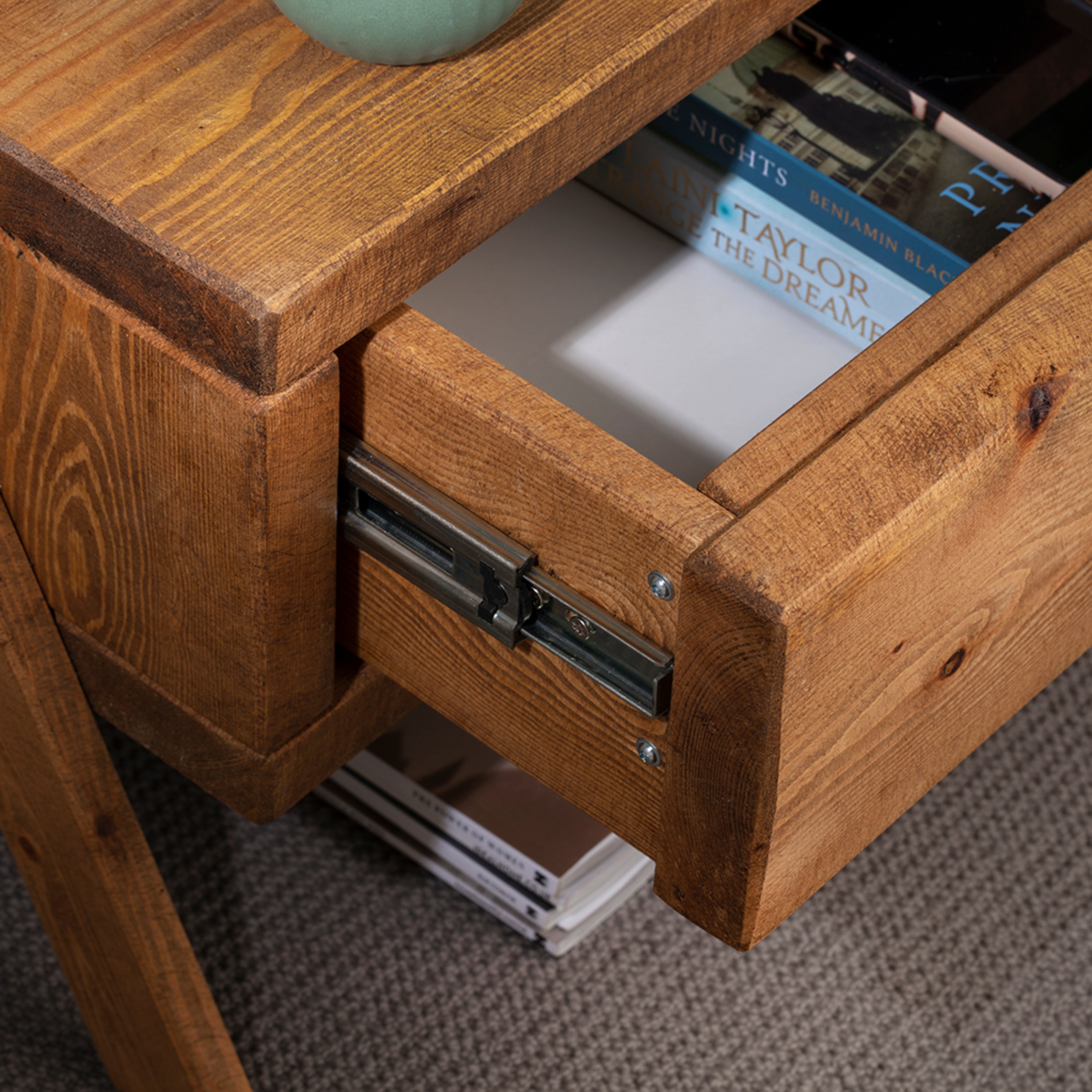 Ladder bedside deals table with drawers