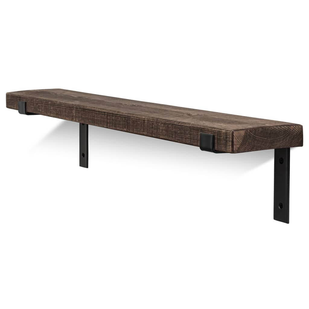 Hetton Solid Wood Shelf & Black Metal Brackets - 6x1.5 Rustic Shelf (15x4cm)