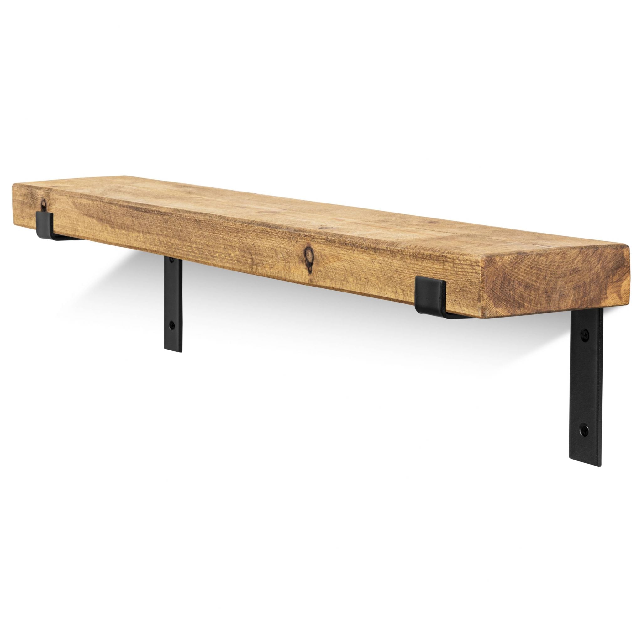 Small Rustic Wooden Shelf & Black Brackets Handmade 35 Days