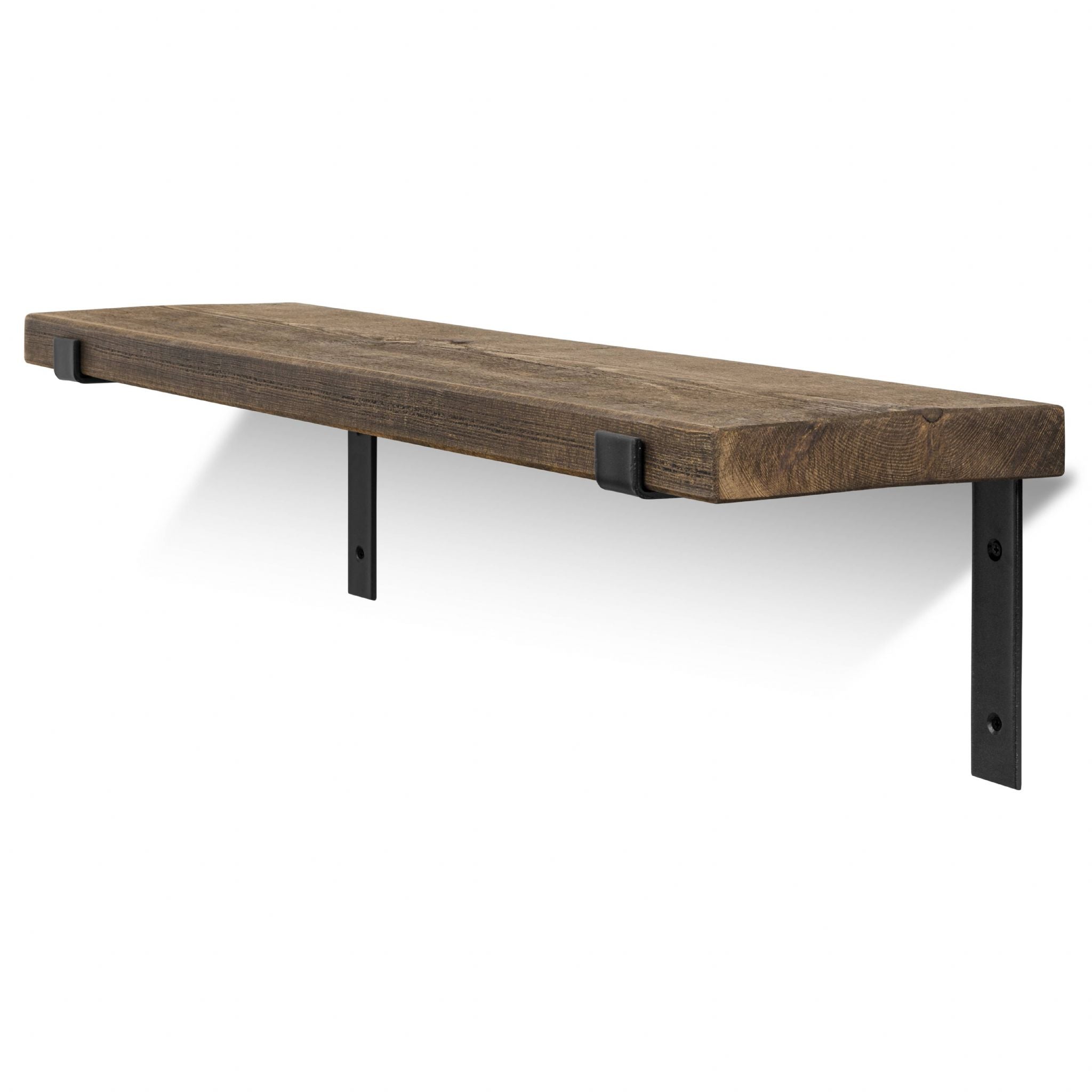 Hetton Solid Wood Shelf & Black Metal Brackets - 9x1.5 Rustic Shelf  (22.5cmx4cm)