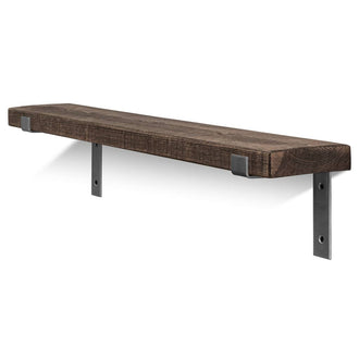 Hetton Solid Wood Shelf & Raw Steel Brackets - 6x1.5 Rustic Shelf (15x4cm)