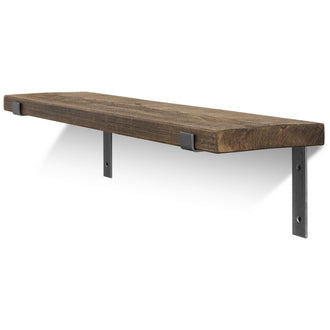Hetton Solid Wood Shelf & Raw Steel Brackets - 9x1.5 Rustic Shelf (22.5cmx4cm)