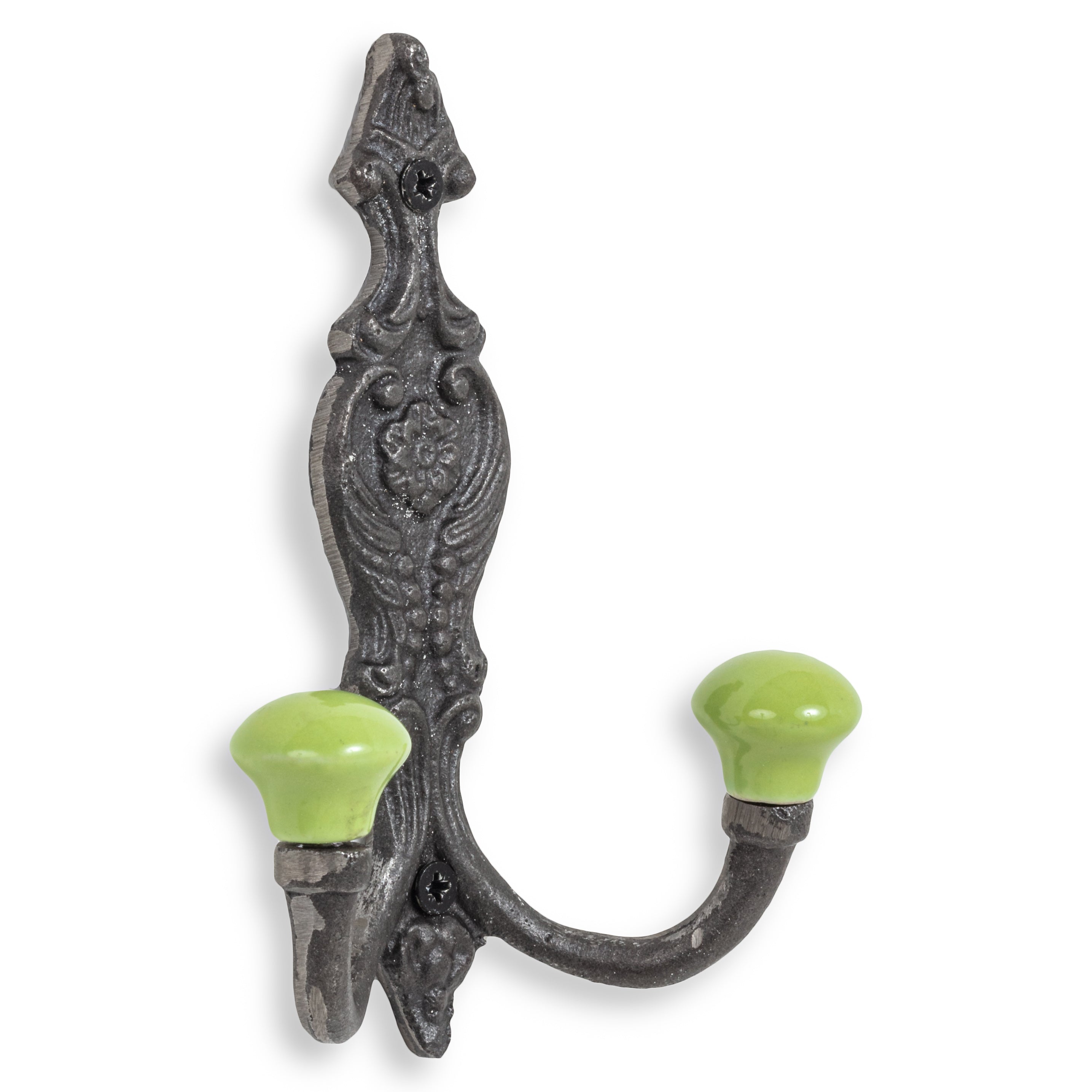 Vintage Iron Coat Hooks - Green Hook Ends - Coat Hooks & Hall Storage
