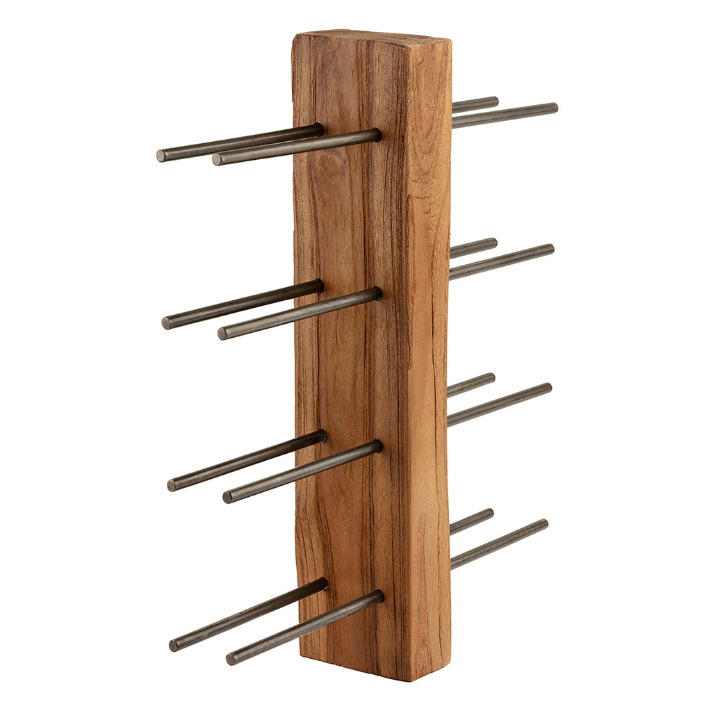Wall Mounted Teak and Metal Wine Rack - 8 Bottles - Wine Racks
