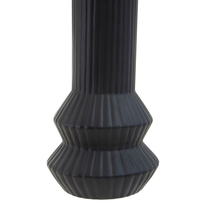 Matte Black Modern Ribbed Vase - 