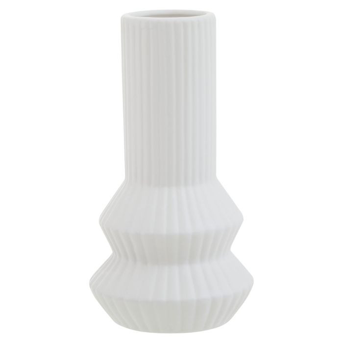 Matte White Modern Ribbed Vase - 