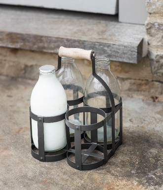 Metal Milk Bottle Holder - 4 Bottles