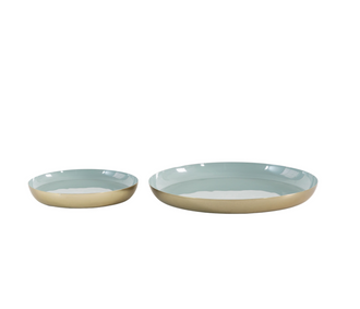 Mint Blue and Gold Aluminium Trays - Set of 2 - 