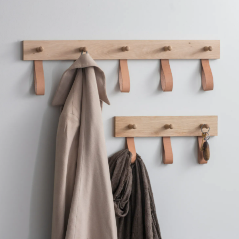 Oak Leather Coat Hooks 100 Next Day Dispatch
