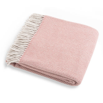 Pink Herringbone Wool Throw