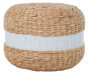 White and Natural Seagrass Pouffe