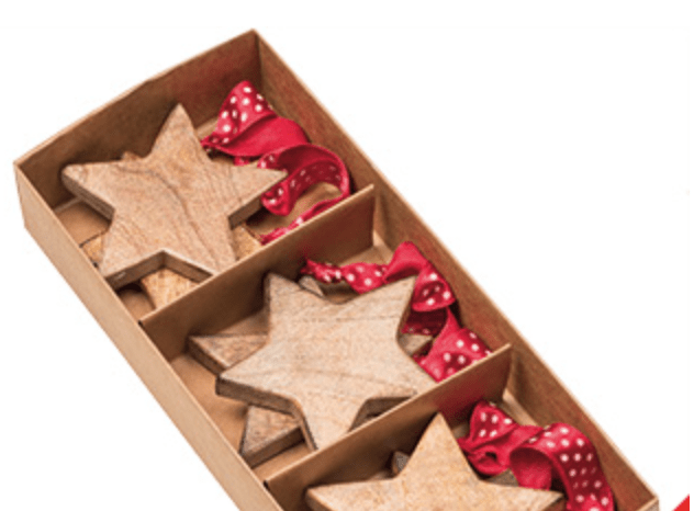 Set Of Hanging Wooden Stars Decorations