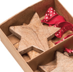 Set Of Hanging Wooden Stars Decorations