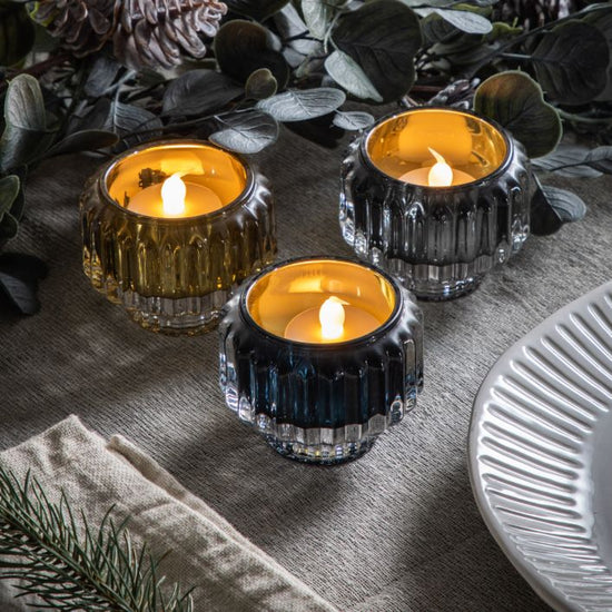 Set of 3 Glass Tealight Holders