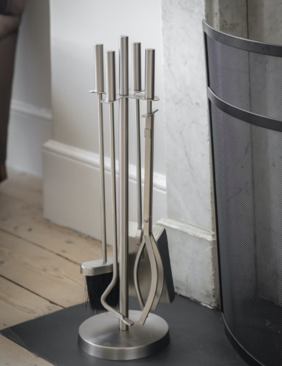 Silver Fireside Tool Set And Stand