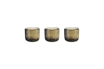 Smoked Glass Tealight Holders - Set Of 3 - 