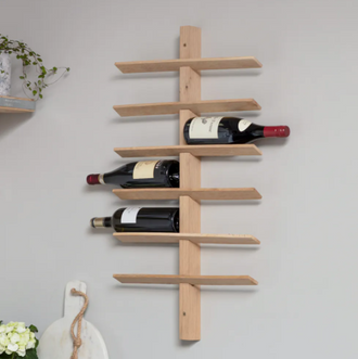 Solid Oak Wall Mounted Wine Rack