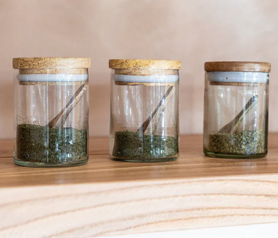 Spice Jars With Spoons - Set Of 3 - 