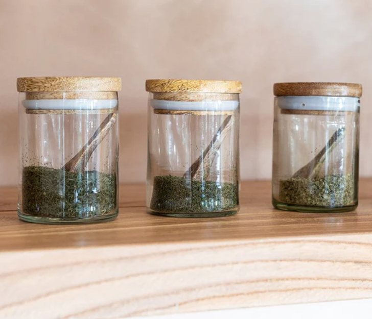 Spice Jars With Spoons - Set Of 3 - 