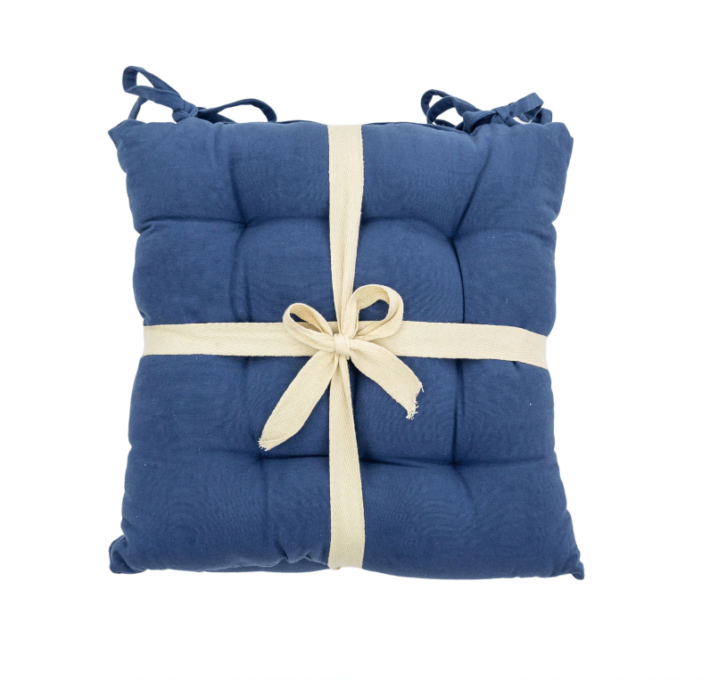 Blue Cotton Seat Pads - Set Of 2 - soft furnishings
