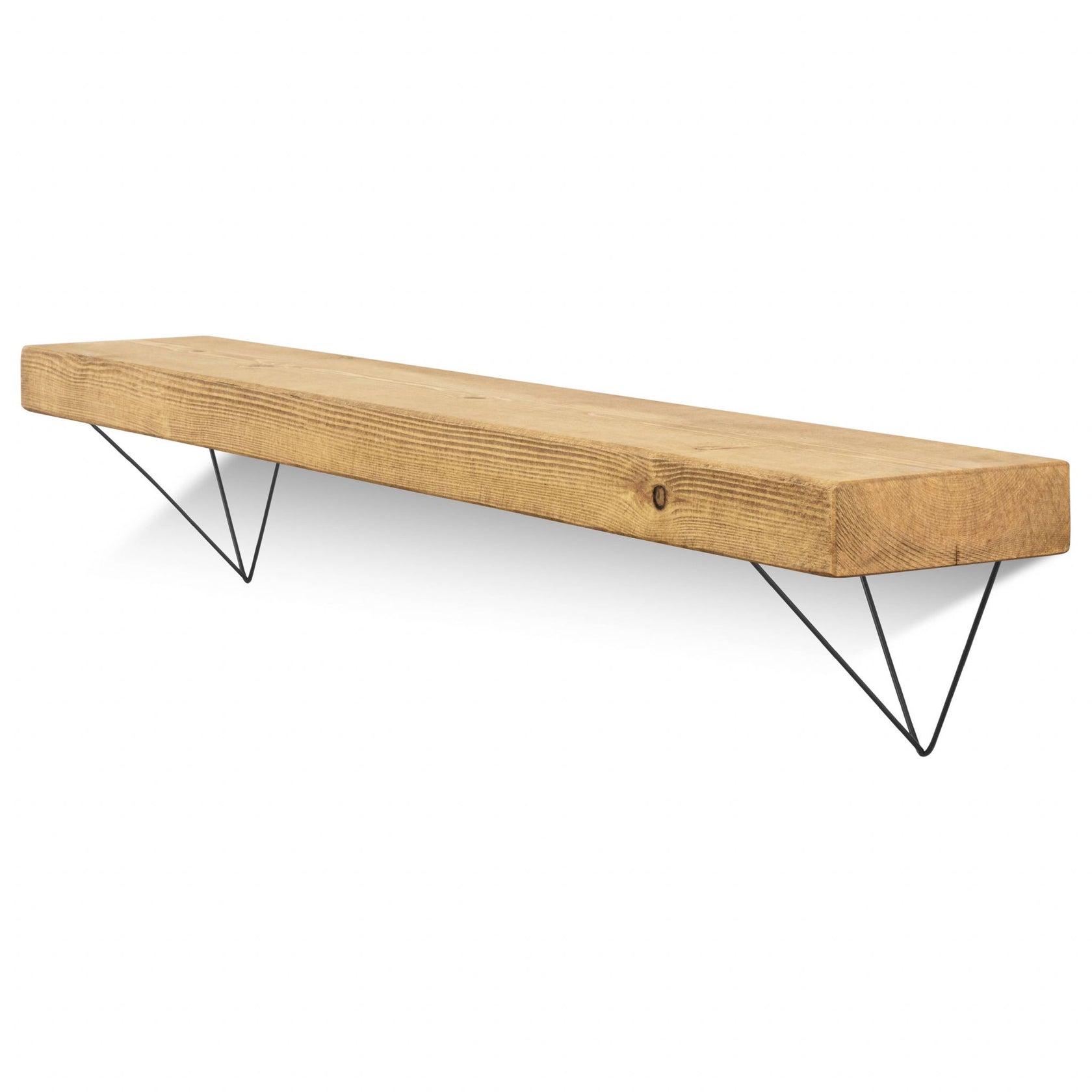 Small Smooth Wooden Shelf & Black Brackets British Made
