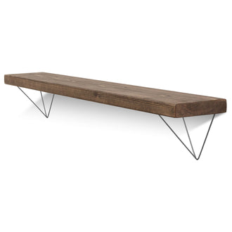 Bowes Solid Wood Shelf & Raw Steel Brackets - 6x1.5 Smooth Shelf (14.5cmx3.5cm)