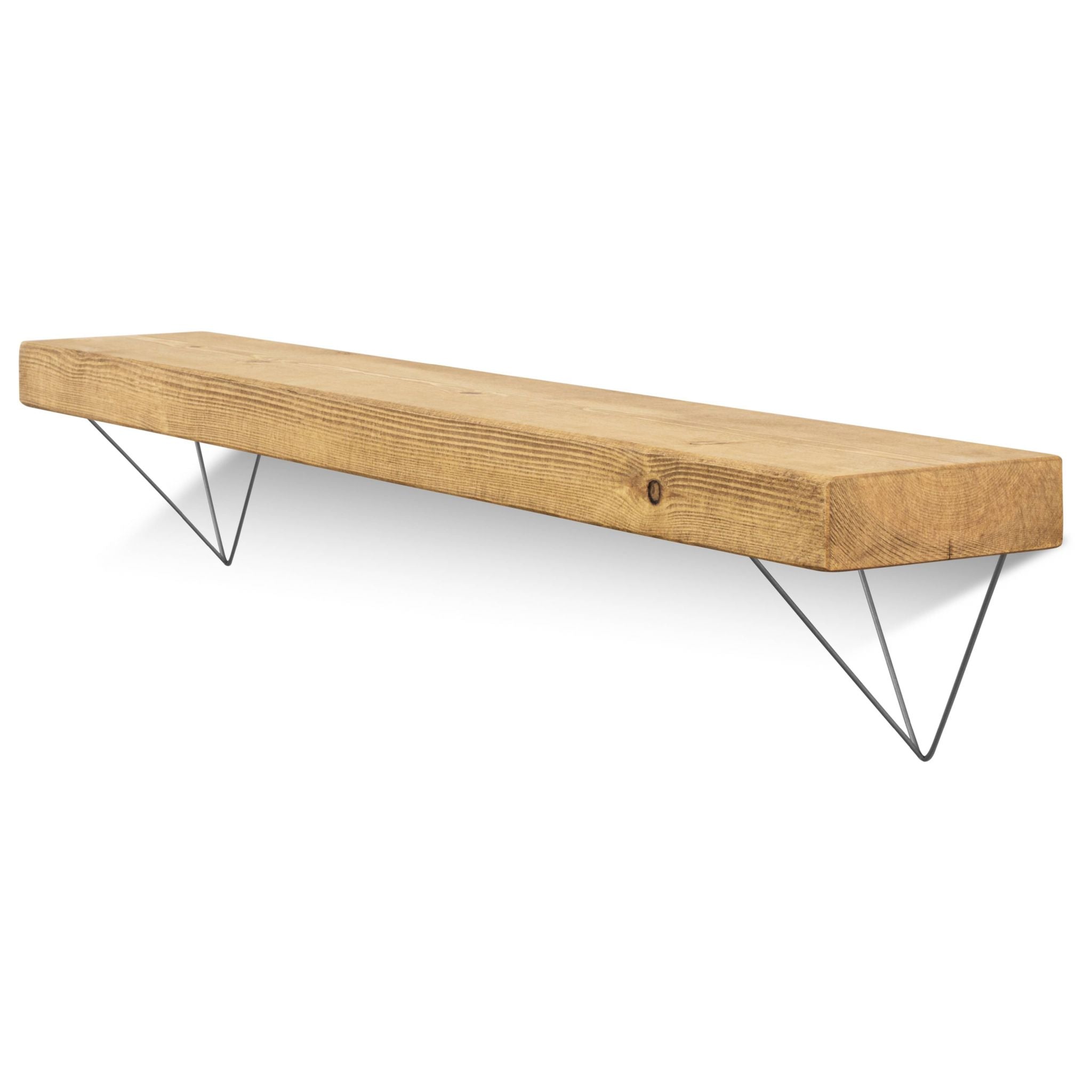 Bowes Solid Wood Shelf & Raw Steel Brackets - 6x2 Smooth Shelf (14.5cmx4.5cm)