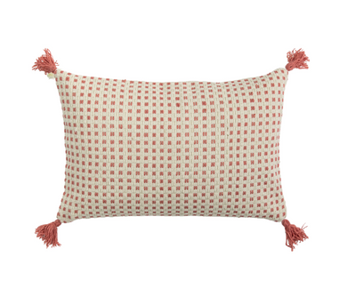 Coral Pink Checked Cushion - 60cm - 