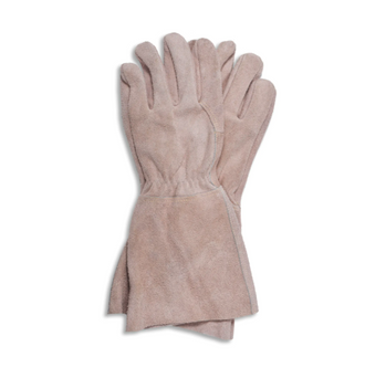 Cream Suede Gauntlet Gloves