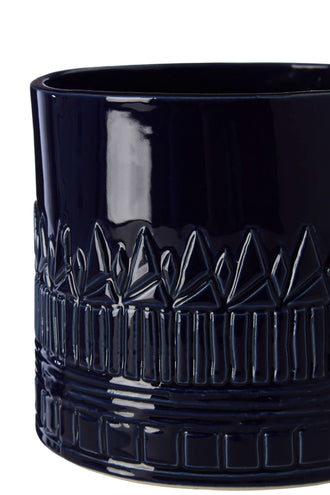 Dark Blue Ceramic Vase - Planters, Vases & Bowls