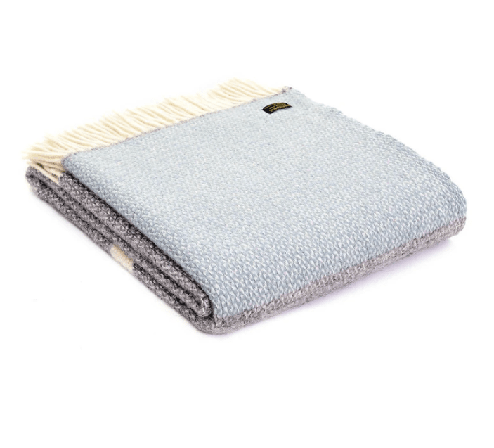 Duck Egg Blue and Grey Wool Throw