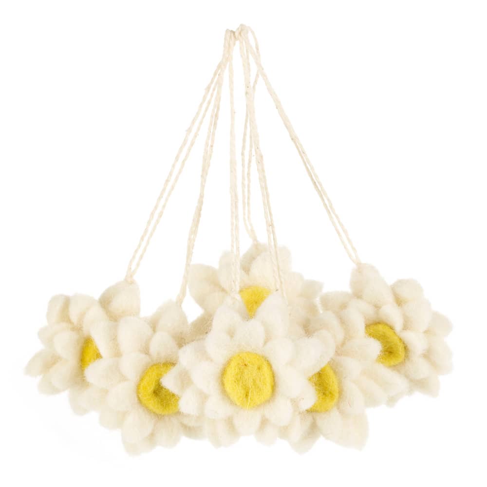 Felted Wool Hanging Daisies