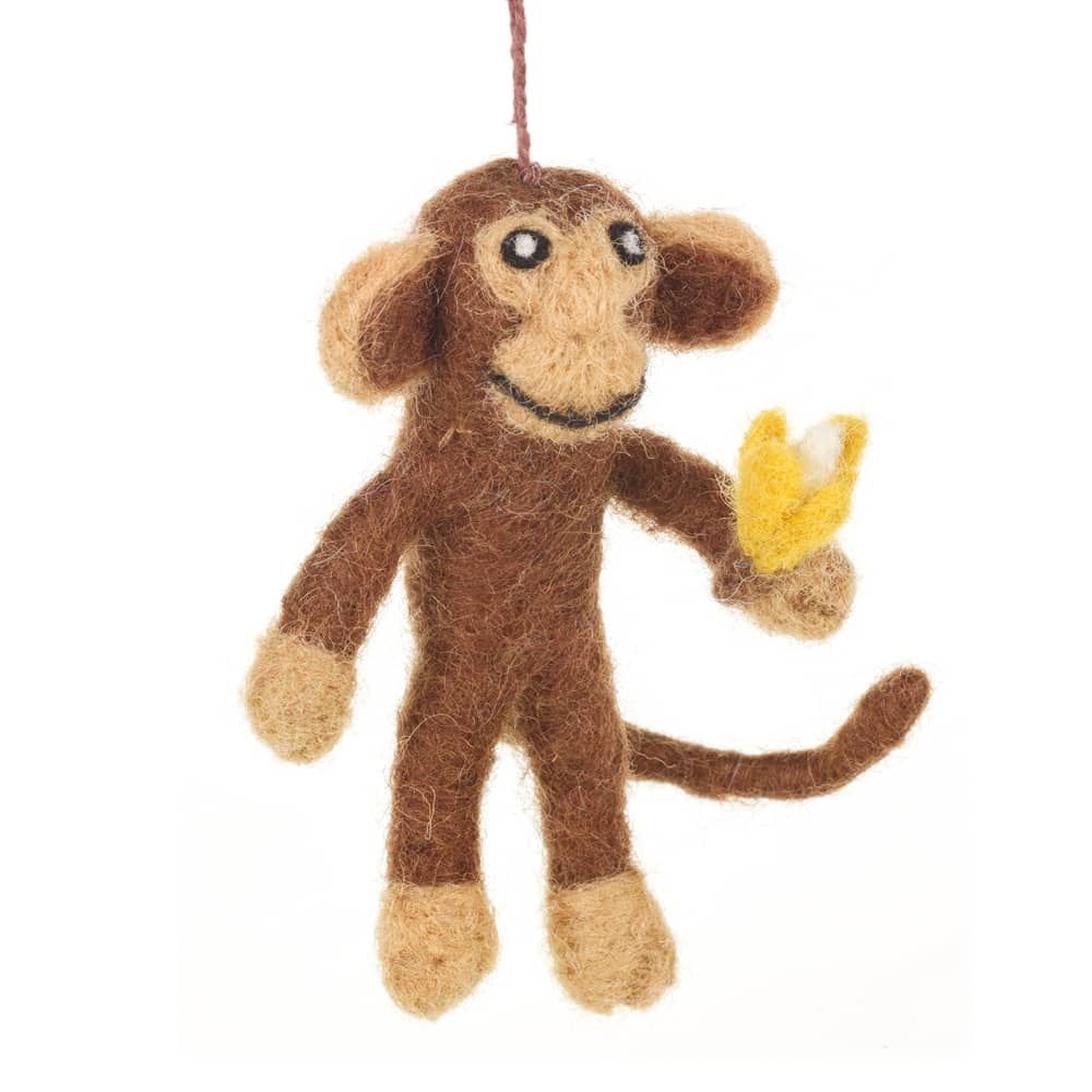 Felted Wool Monkey Decoration - Outlet - Save 20%