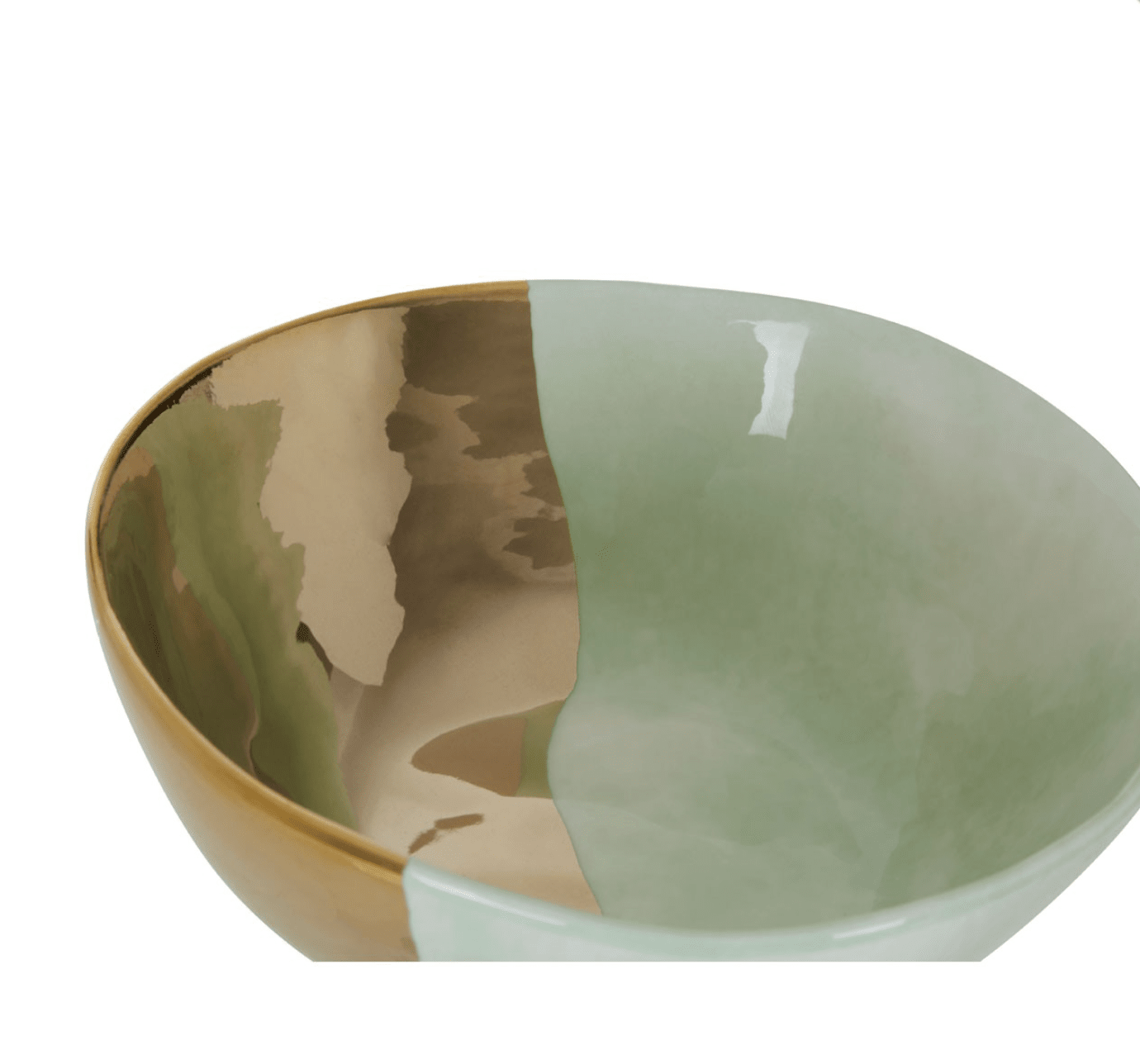 Green And Gold Porcelain Salad Bowl - Outlet - Save 20%