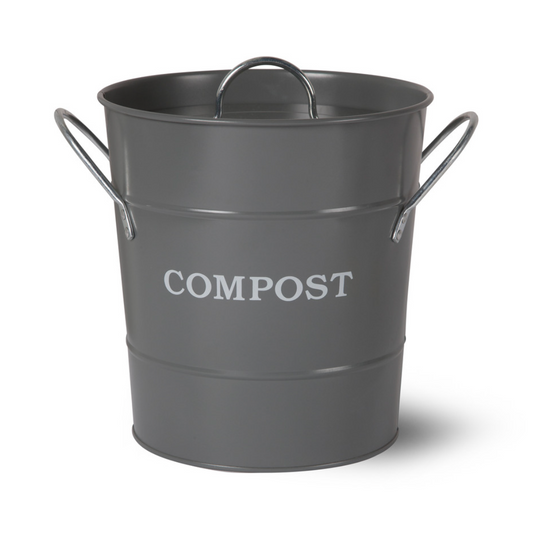 Large Grey Metal Compost Bucket - 
