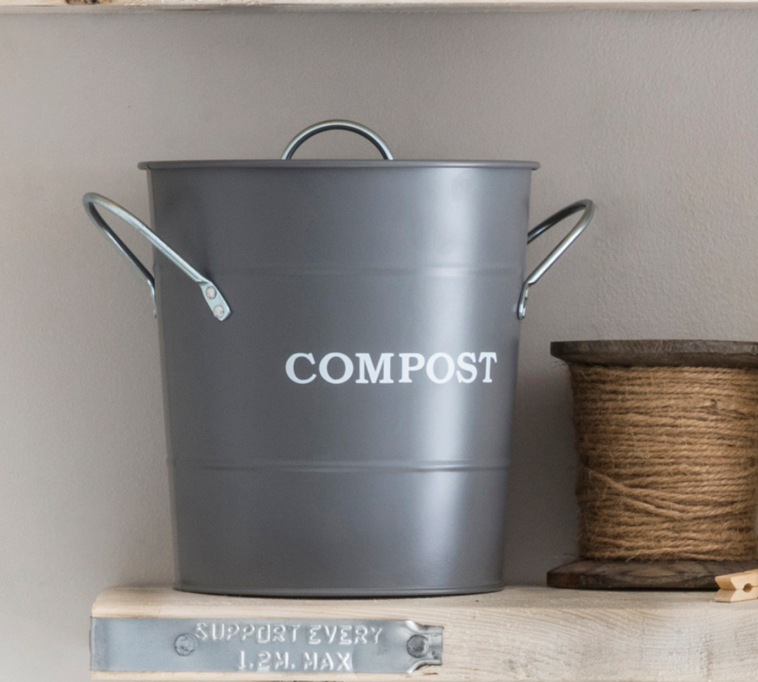 Large Grey Metal Compost Bucket | Next Day Dispatch