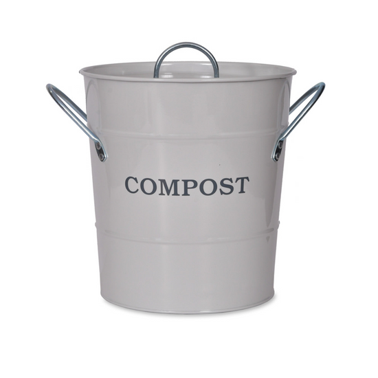 Large White Metal Compost Bucket - 
