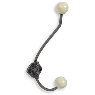 Metal And Ceramic Coat Hook - Cream - Coat Hooks & Hall Storage