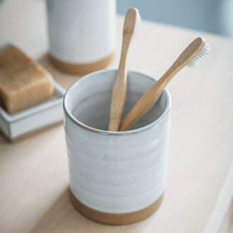 Off-White Ceramic Toothbrush Holder