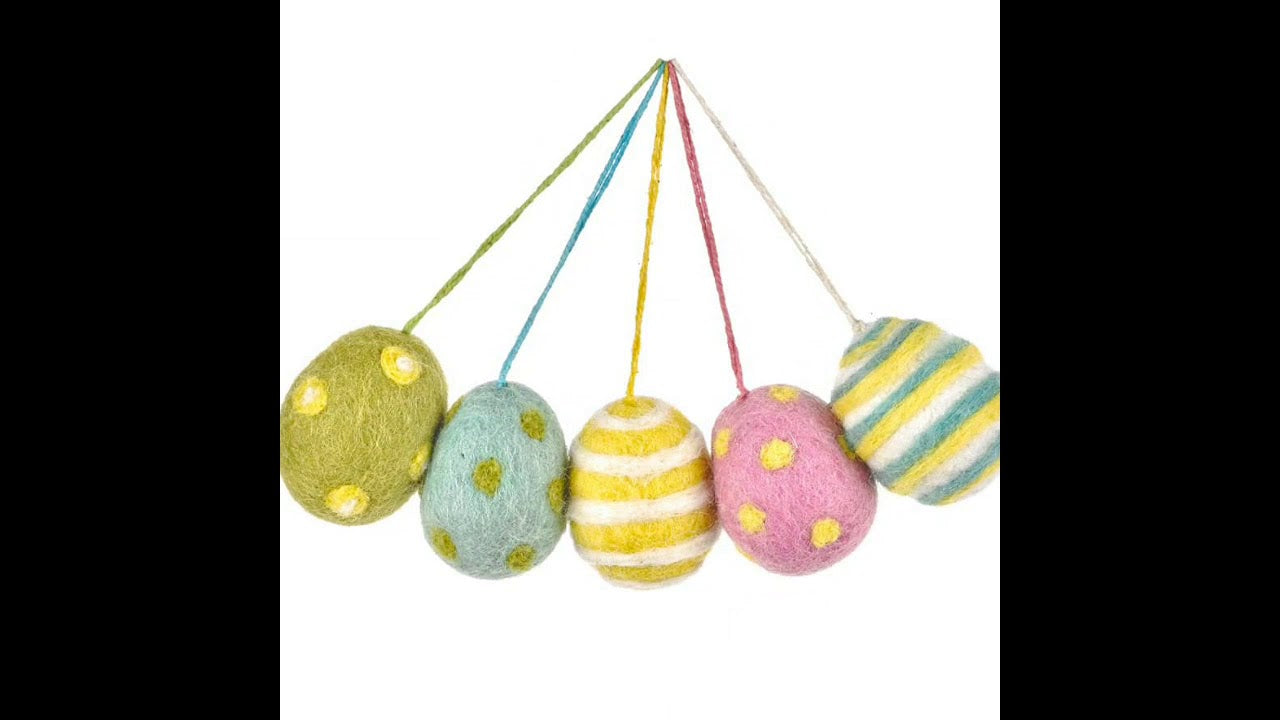 Set Of Felted Wool Easter Decorations