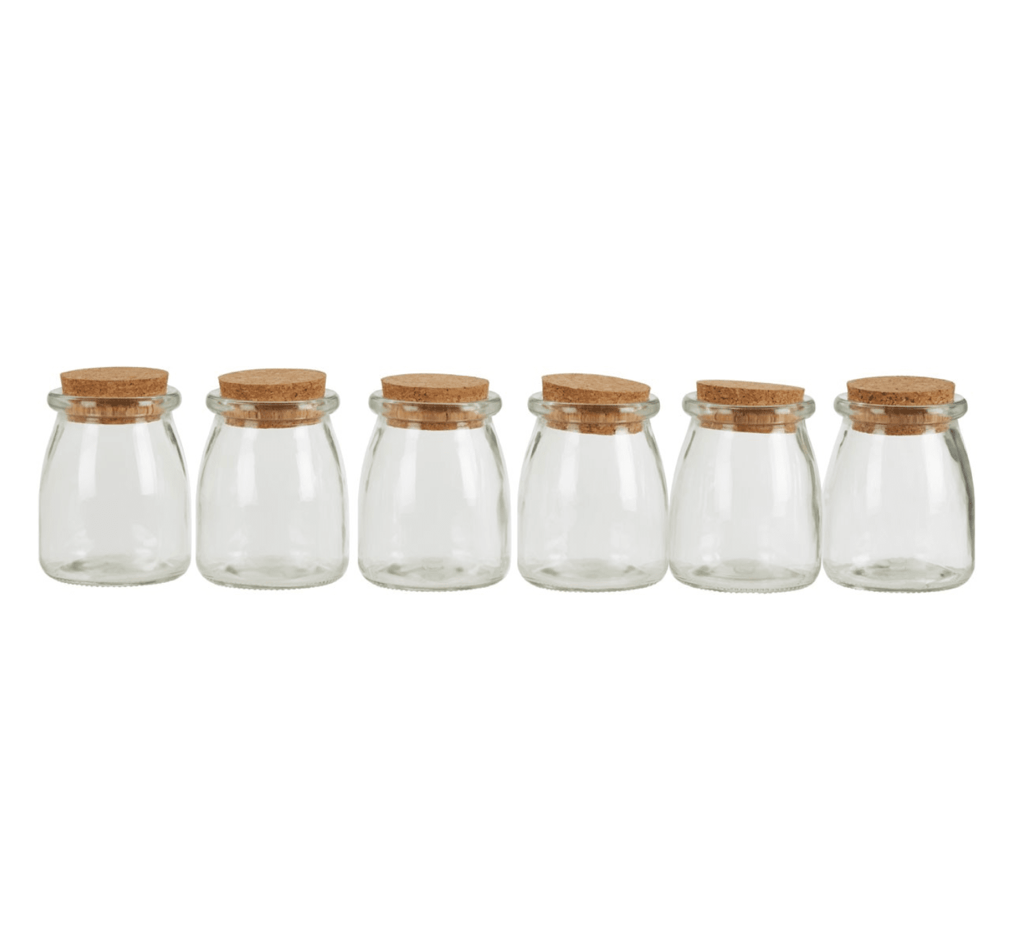 Set of Large Round Glass Jars with Cork Stoppers
