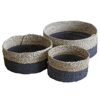 Set Of Woven Grey Baskets